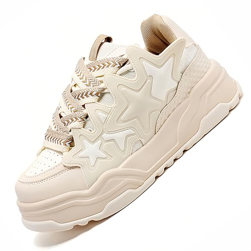 Unisex Stars Casual Walking Shoes Women's Fashion Cute Platform Chunky Sneakers Trendy Comfortable Men's Tennis