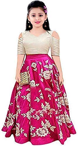 Shrestha Fashion Girls Silk Semi-stitched Lehenga Choli