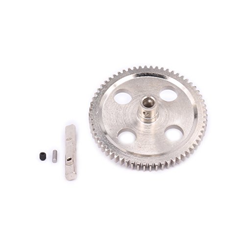 RC Metal Steel Differential Center Gear 62T CNC Machined 0015 for 1/12 Wltoys 12428 12628 12423 Short Course Buggy Off-Road Car Upgrades Parts (Silver)