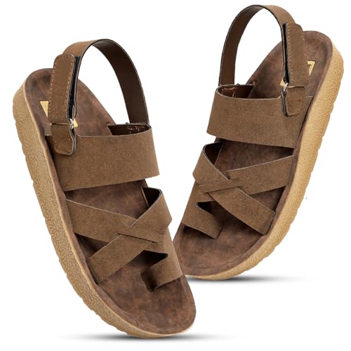 Image of Men Comfort Back Strap Sandals - Adjustable Slingback Flat Sandals with Cushioned Footbed, Lightweight Sole, Casual Everyday Wear Supportive Slip-On Style