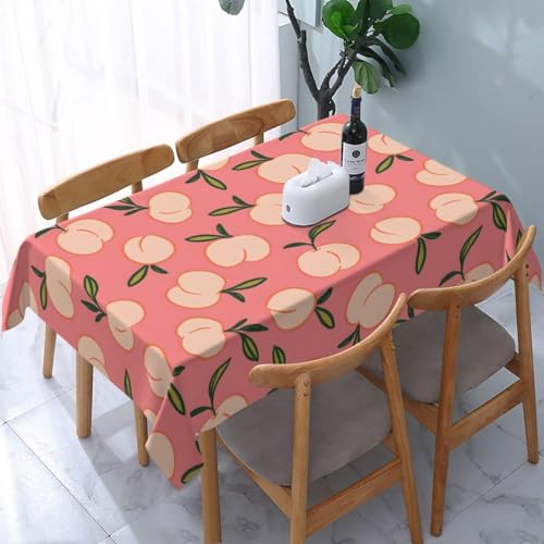 Tizhweqo Mantel Mesa Rectangular Melocotón, Manteles Antimanchas Melocotones, 3D Impresión Mantel Impermeable Lavable para Cocina Salón Comedor, 140x250 cm Q.P3248