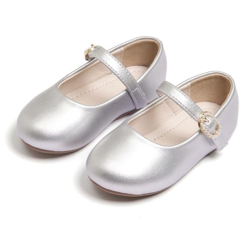Image of PHIRAMIN Toddler Flower Girl Dress Shoes - Little Girl Mary Janes Flats Wedding