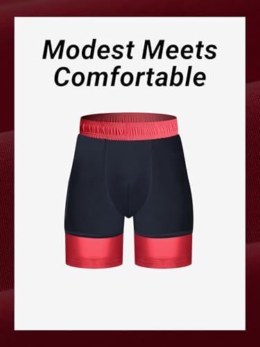 Arcweg Mens Swim Trunks Red with Compression Liner 2 in 1 Quick Dry Samill Swim Shorts Bathing Suits Beach Shorts wih Ziper Pockets - image 4