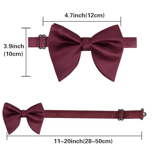 Image of Alizeal Velvet Pre-tied Adjustable Bow Tie for Men Oversize Formal Solid Tuxedo Bowtie