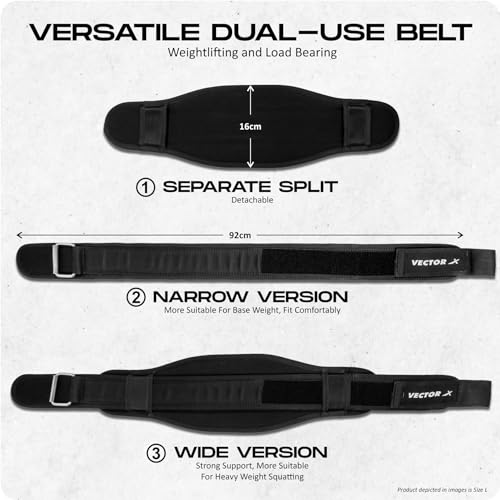 Image of Vector X Go Fit 6 Inch Weight Lifting Gym Belt Quick Locking Gym Belt Fitness Weightlifting Belt for Squats, Weightlifting and Strength Training (Black, Medium)
