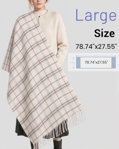 Tavaleu Winter Scarf for Women Cashmere Feel Oversized Plaid Scarfs - image 5