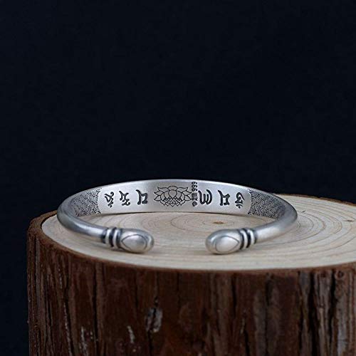 Bijoux Retro Thai en argent véritable S990 avec gravure Mantra vintage