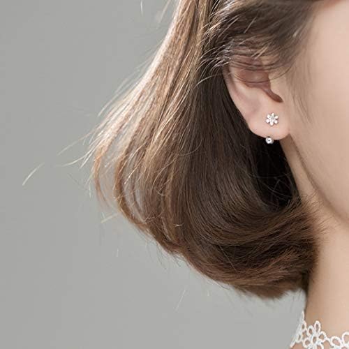 SLUYNZ 925 Sterling Silver CZ Cuff Earring Hoop for Women Girls Cartilage Earrings Helix Huggie Daisy Flower Earrings Ball Studs
