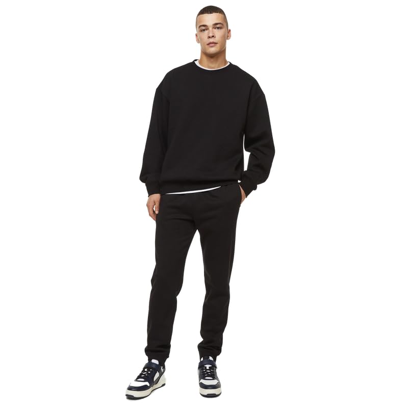 Image of DROBE Cotton Blend Round Neck Solid Sweatshirt for Men