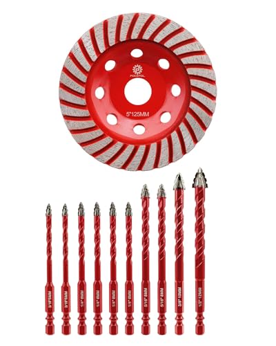 Foret Sec 5-12mm FOCSTOL et Meule Diamantée 125mm pour Perçage Brique Pierre Granit