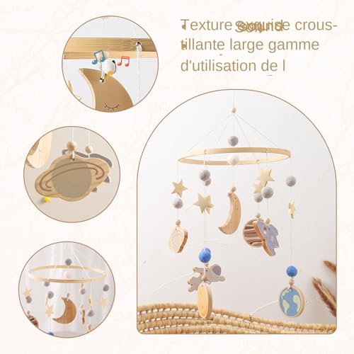 Mobile de lit bébé en bois de qualité supérieure au design spatial