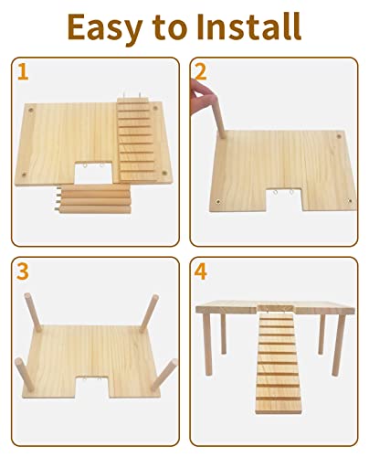 BNOSDM Plataforma de madeira de brinquedo para hamster com escada, plataforma de animais pequenos, p