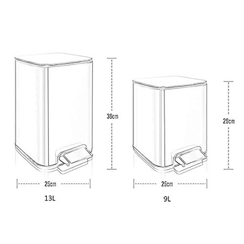 Poubelle de cuisine en acier inoxydable 13L avec boîte à pédale de bureau