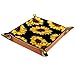 XiangHeFu Sonnenblume Schwarz Gelb Valet Tray Ledertablett Leder Catchall Schlüssel Handy Münzkasten für Schlüsselgeld Nachttisch Storage Container Box Organizer