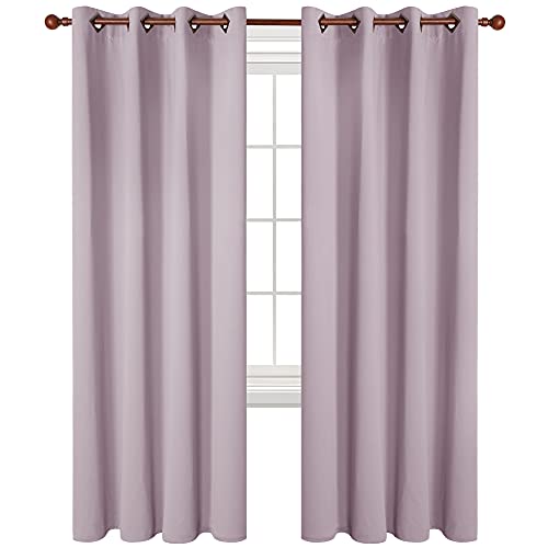 Image of Deconovo Lavender Blackout Curtains 95 Inch Length Grommet Thermal Insulated Drapes and Curtains for Living Room 2 Panels 52x95 Inch