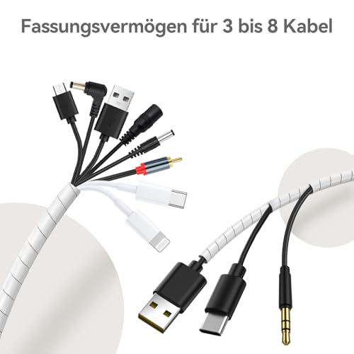 AGPTEK Kabelschlauch, Kabelschutzschlauch 12-25mm, 6m Organizer Kabelkanal, Kabelhülle Schutz, Flexible Kabelsalat, Weiß