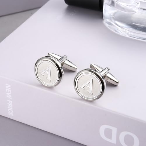 Image of LOYALLOOK Initial Gold Cufflinks for Men Gold Cuff Links Personalized Copper CuffLinks Letter Cufflinks Gift for Groom Husband Father