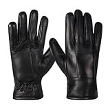 DOOWELL Winter Genuine Sheepskin Leather Gloves For Men,Black Touchscreen Glove,Driving Motorcycle Gloves with Warm Lining-M