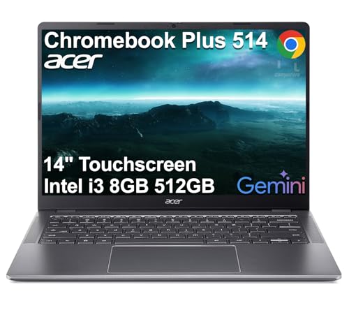 Acer Chromebook Plus 514 �m�[�g�p�\�R�� (14�C���` FHD+ �^�b�`�X�N���[���AIntel 8-Core i3-N355�A8GB RAM�A640GB�X�g���[�W�A2TB�N���E�h�X�g���[�W) �r�W�l�X����ъw������ 1080p �E�F