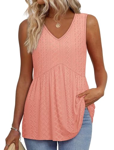 Image of OFEEFAN Womens Tank Tops 2025 Flowy Peplum Tops for Women Dressy Sleeveless V Neck Babydoll Tank Tops