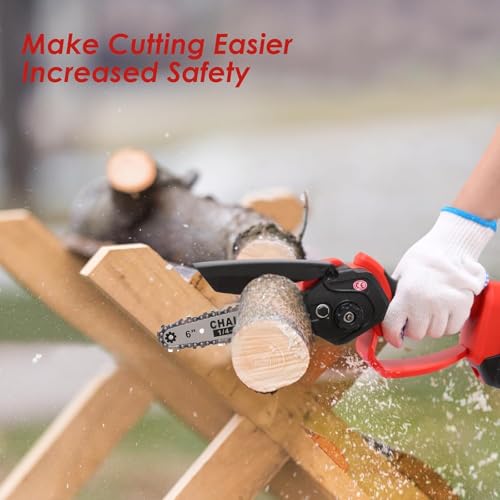 Mini Chainsaw 6 Inch, Cordless Chainsaw with 2x2.0Ah Batteries and Charger, Portable Wood Pruning Saw with 3 Chainsaw Chain and Guide Bar, Rechargeable, for Wood Cutting - Image 7