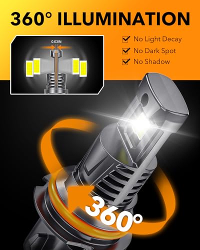 Image of OXILAM 9007 LED Light Bulbs, 1500% Ultra-Brightness, 3-Min Plug-N-Play HB5 Bulb Replacement, 20-Year Lifespan, No Flicker, 99% Compatible, Pack of 2