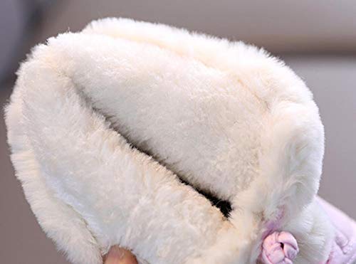 Girls Cotton Winter Warm Embroidery Flat Shoes Fur Lined Button Snow Ankle Boots(Toddler/Little Kid)4