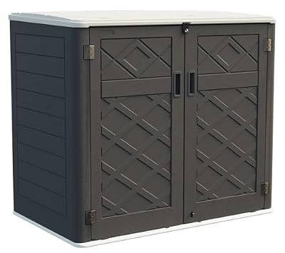 KINYING Larger Outdoor Storage Shed Weather Resistance, Resin Sheds & Outdoor Storage for Garden, Patios, Backyards, 48 Cu.Ft Tool Shed for Garbage Cans, Lawn Mower, Garden Tools,Black