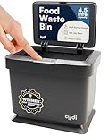 Tydi 4.5L Food Waste Bin with Press-Button Lid – Compost Bins for Kitchen - Anti-Slip Base and Secure Lid Kitchen Compost – Small Indoor Caddy for Cupboard or Countertop – Dark Grey