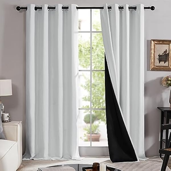 Deconovo Cortinas Opacas Totalmente para Salon Dormitorio Aislantes Termicas con Ojales 2 Piezas 140x240cm Blanco