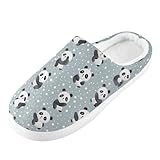 PAQGSREM Pantuflas de panda para mujer y hombre, pantuflas de espuma viscoelástica para el hogar, pantuflas de dormitorio, pantuflas esponjosas y esponjosas para la casa para mujeres y hombres,