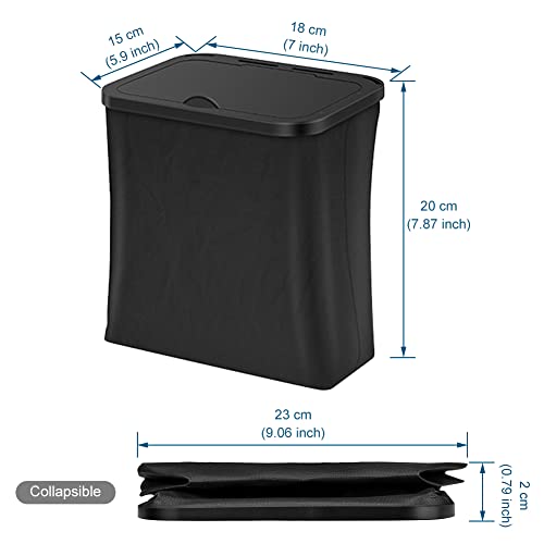 Image of JSCARLIFE Hanging Car Trash Can with Lid Leakproof Bag, Waterproof Car Garbage Can, Multipurpose Trash Bin for Car