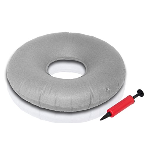TAKIT Cojín Inflable Redondo 46cm - Almohada Médica Apta Para El Dolor Hemorroidal, Llagas De Cama, Coccidinia, Quiste Pilonidal, Dolor Perineal, Embarazo - Genial Para Sillas De Ruedas - Gris