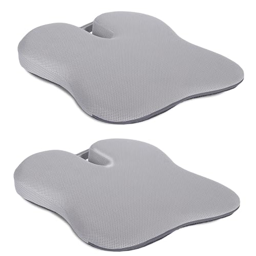 Image of Billebon Ultimate Car Wedge Seat Cushion | Premium Memory Foam Cushion with Coccyx Tailbone Cutout | Helps Relieve Hip| Tailbone & Lower Back Pain | Supports Weight Up to 100 kg - Grey (Pack of 2)