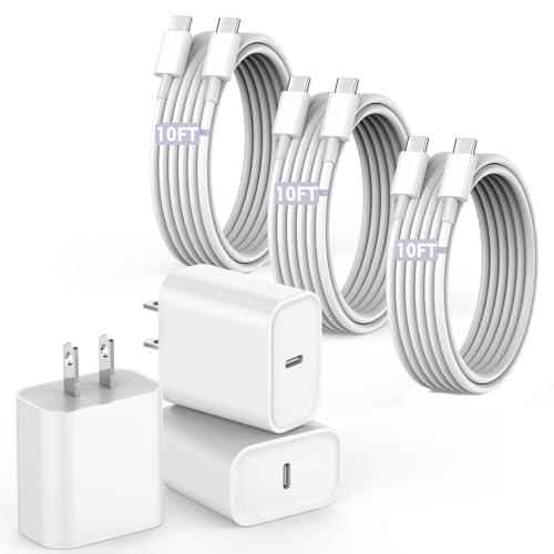 10FT Fast Charging Cord for iPhone 17 16e 15,3Pack Extra Long 10Foot USB C to Type C Charger Cable...