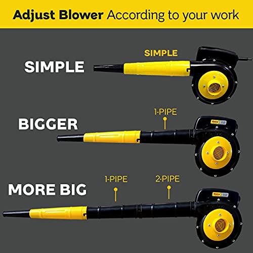 Image of Elmico 700W Guaranteed Motor Heavy Duty Electric Blower with /100% Copper armature /10FT Extension Wire 3 Extra Blower Pipe (Made in India) Dust Remover /Pc Cleaner /Electric Air Blower