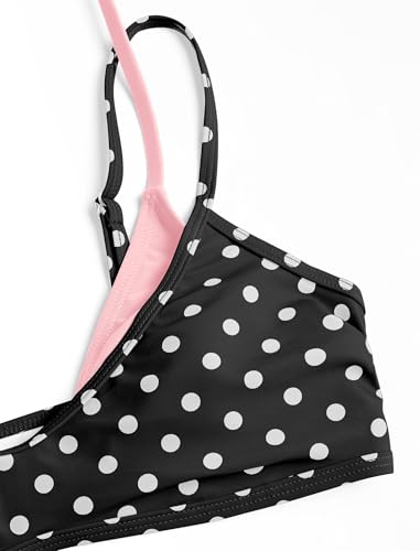 Image of ZAFUL Women's Polka Dot Bikini Set Double Layer Halter Swimsuit Colorblock Side Tie 2 Piece Bathing Suit