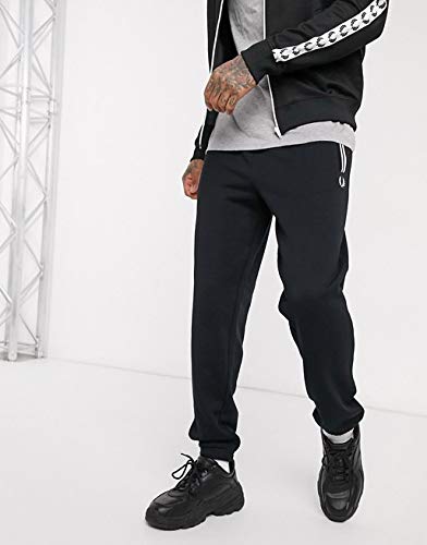 FRED PERRY(フレッドペリー) ボトムス カジュアルパンツ Fred Perry loopback sweatpants in black Black メンズ [並行輸入品]