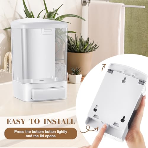 Image of Hushee 6 Pcs Plastic Wall Mounted Soap Dispenser Commercial Manual Soap Dispenser Containers for Kitchen Shower Hotel(White,33.8 oz 1000ml)