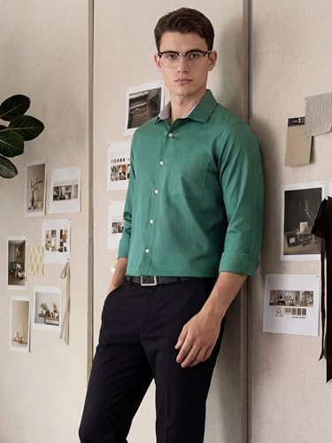 Image of Thomas Scott Men's Regular Fit Formal Shirt | 100% Cotton Long Sleeves | Spread Collar with Contrast Fabric (Available in Plus Size)