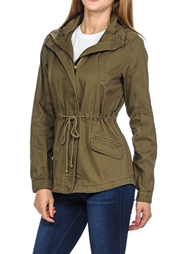 Women's Premium Vintage Wash Lightweight Military Fashion Twill Hoodie Jacket2