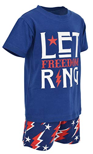 Image of Boys 2pc Shorts Set Outfit Short Sleeve Shirt with Bold Applique Print and Shorts