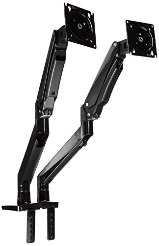 AM alphamount Dual Monitor Stand, Premium Articulating Gas Spring Monitor Mount w/USB for 15 to 35 in Computer Screen Within 4.4lbs to 26.2lbs, Aluminum Dual Monitor Arm VESA Bracket
