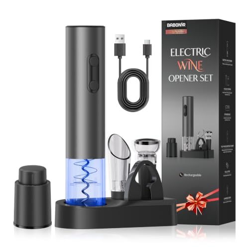 Image of Electric Wine Opener Rechargeable, BABONIR 7-in-1 Wine Gift Set