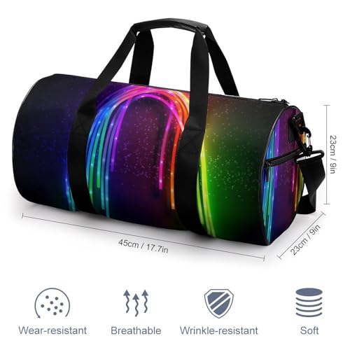 Gym Bag Rainbow Neon Duffel Bag for Men Women Overnight Bag with Shoe Compartment Workout Bags2