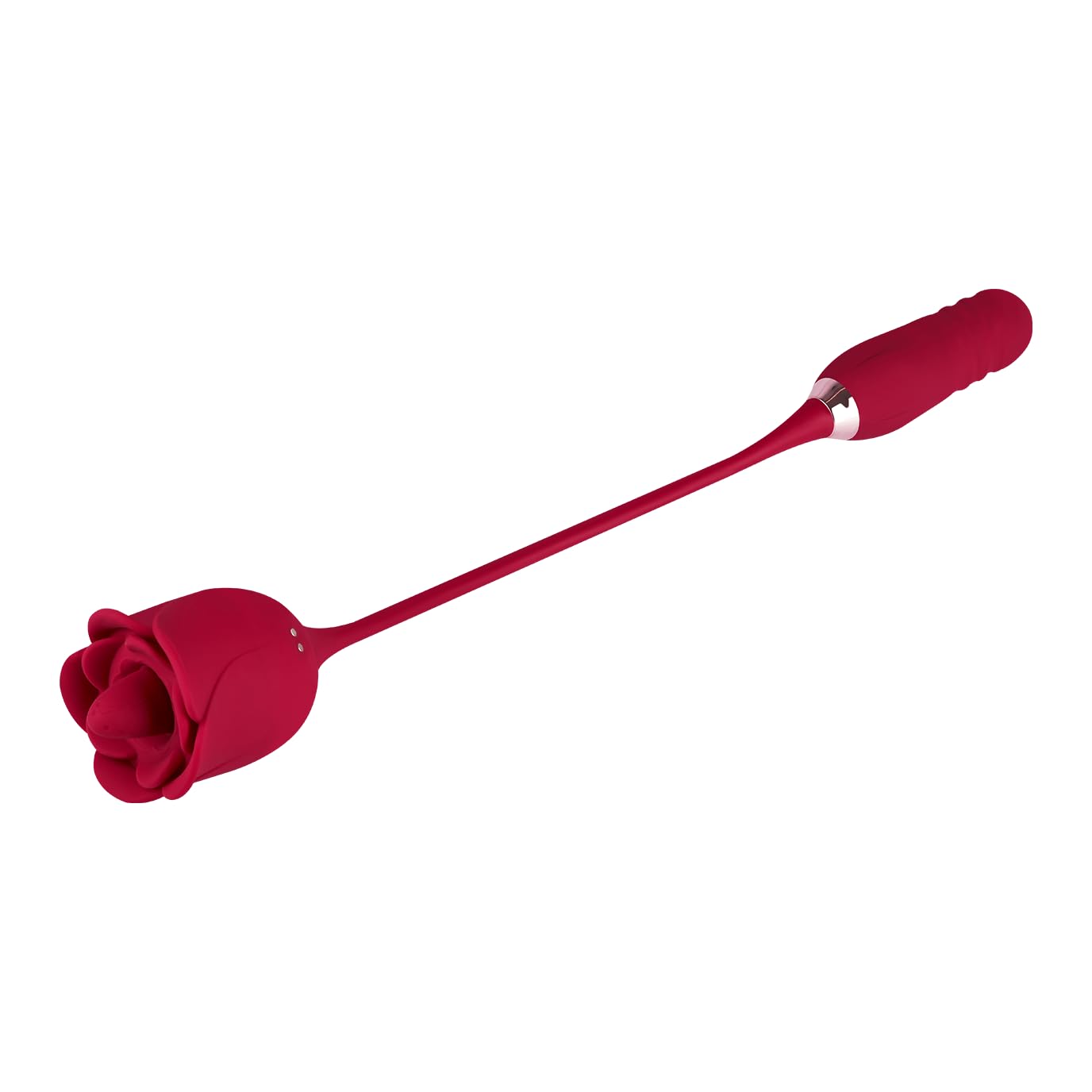 EIS, vibratore, vibratore da appoggio, mini vibratore, vibratore da appoggio a forma di rosa - 2 in 1, 39,8 cm, impermeabile, ricaricabile, silicone delicato sulla pelle