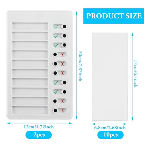 2 Stück Checkliste Memo Plastiktafel, Abnehmbare Wiederverwendbare Memo-Checkliste Pad zur Täglichen Aufgabenplanung für Elder My Chores Checkliste für Nachrichten