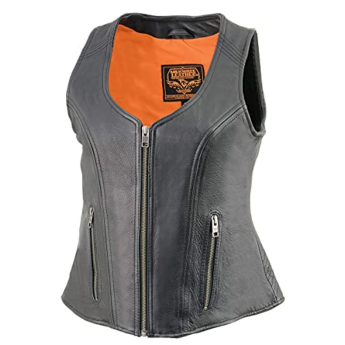 Image of Milwaukee Leather Premium Motorcycle Biker Rider Leather Vest for Women |LKL|ML|MLL|SH