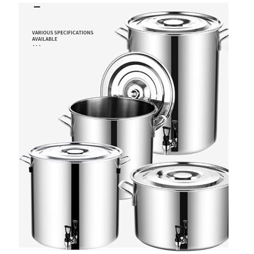 Suppentopf aus Edelstahl mit Deckel, vielseitiger Suppentopf, Milch verdickte Dose mit Wasserhahn, robuster Verbundboden, 590 l, ideal zum Kochen und Servieren von Suppen und Eintöpfen