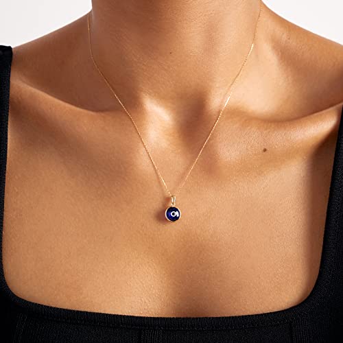 Gelin Diamond 14k Solid Gold Evil Eye Necklace | 14k Yellow Gold Evil Eye Pendants for Women | Protection Necklace Fine Jewelry with 18 inch Solid Gold Chain2